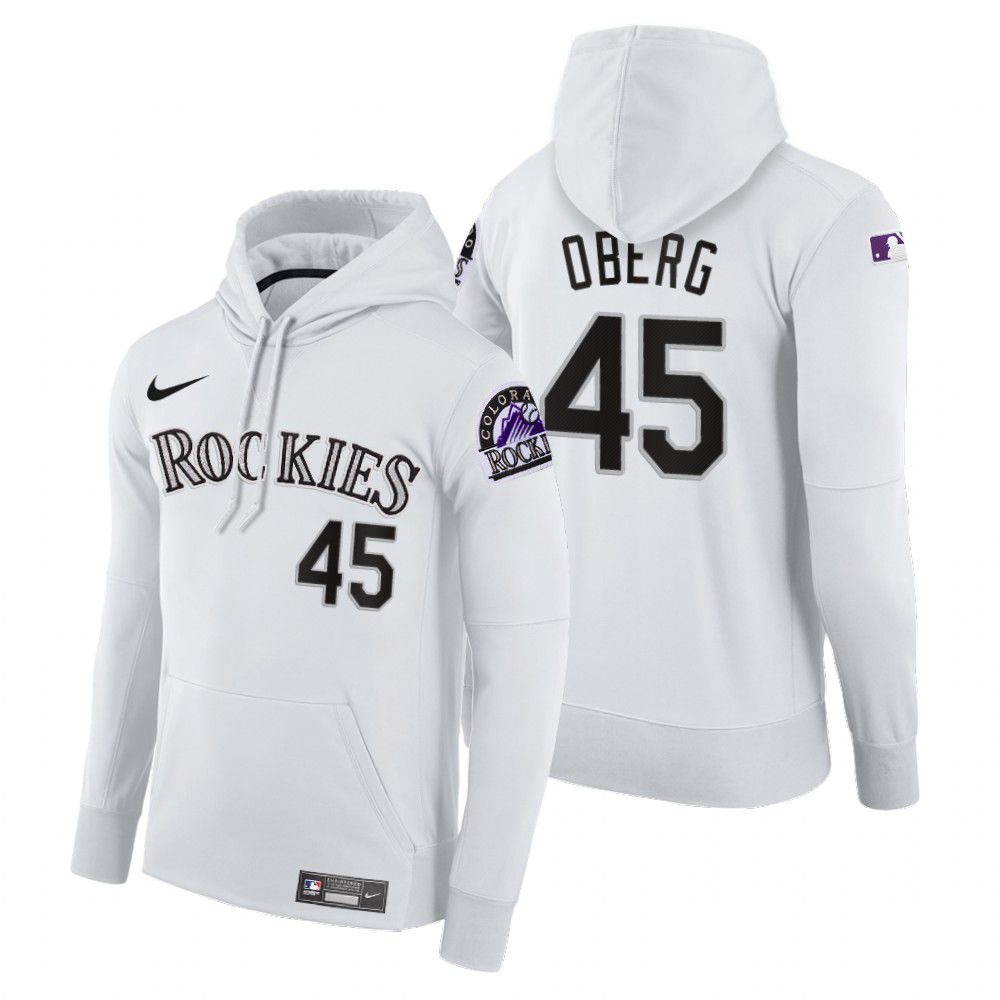 Men Colorado Rockies #45 Oberg white home hoodie 2021 MLB Nike Jerseys->los angeles dodgers->MLB Jersey